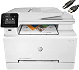 HP Color Laserjet Pro M283cdw Wireless All-in-One Laser Printer-Remote Mobile Print-Print Scan Copy Fax-Auto 2-Sided Printing, 22ppm, 600x600DPI, 260-Sheet, 256MB, Bundle with JAWFOAL Printer Cable
