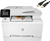 HP Color Laserjet Pro M283cdw-B Wireless All-in-One Laser Printer, Print Scan Copy Fax, Remote Mobile Print, White, 260-Sheet, 22ppm, 600x600DPI, Auto 2-Sided Printing, Durlyfish USB Printer Cable
