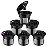 Reusable K Cups, 6 Pack Universal Fit Reusable Coffee Filters with Food Grade Stainless Steel Mesh Eco-Friendly Coffee Pods, for Keurig 1.0 and 2.0 Brewers