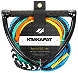 KRAKAFAT 75ft Water Ski Rope, Wakeboard Rope -- 7 Sections (Adjust to Your Preferred Length) with 13' EVA Grip Handle -- 1-2 Rider Tube Tow Rope for Tubing -- Boat Tow Rope for Waterski & Kneeboard