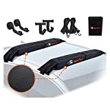 MeeFar Universal Car Soft Roof Rack Pads Luggage Carrier System for Kayak Surfboard SUP Canoe Include 2 Heavy Duty Tie Down Straps,2 Tie Down Rope,2 Quick Loop Strap and Storage Bag