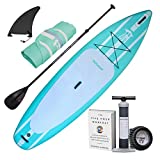 Tower Inflatable 10’4” Stand Up Paddle Board - (6 Inches Thick) - Universal SUP Wide Stance - Premium SUP Bundle (Pump & Adjustable Paddle Included) - Non-Slip Deck (Mermaid - 10'4')