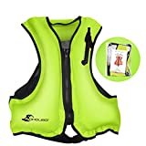 OMOUBOI Inflatable Snorkel Jacket Adult with Leg Straps for Men Women Snorkel Vest for Snorkeling Diving Swimming (Green)