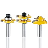 Tongue and Groove Cutter Set Adjustable Plunge Router T-Cutter Set Tongue and Groove Cutter Set Router bits1/2'' Shank Tongue and Groove Router Bits & 45 Degree Lock Miter Joint Router Bit(3 Pack)