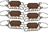 Miniature Rustic Wood Sled Christmas Holiday Decorations | Set of 6 Old Fashion Metal and Wood Mini Sleds