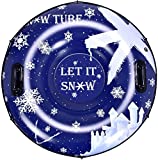 Mikiblue Snow Tube for Sledding Heavy Duty, Super 47'' Inflatable Sleds with Handles, Winter Outdoor Activities for Kids and Adults, Blue