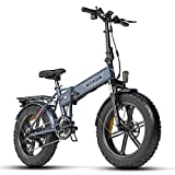 ENGWE 750W Folding Electric Bike for Adults 20' 4.0 Fat Tire Mountain Beach Snow Bicycles Aluminum Electric Scooter 7 Speed Gear E-Bike with Detachable Lithium Battery 48V 12.8Ah Up to 28MPH (Gray)
