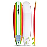 Wavestorm 8ft Surfboard // Foam Wax Free Soft Top Longboard for Adults and Kids of All Levels of Surfing, Multicolor