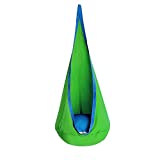 OUTREE Kids Hanging Seat Hammock，100% Cotton Child Swing Chair for Indoor and Outdoor use (Green and Blue)