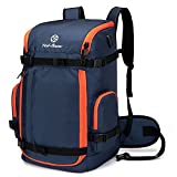 YCD-FLOCW Ski Boot Bag Backpack, 50L Large Capacity Water-Resistant Padded Ski Travel Bag & Snowboard Boot Bag for Ski Boots, Helmet, Goggles, Clothes, Gloves, Snowboard Gear (Dark Blue)