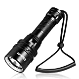 Genwiss Scuba Diving Flashlight Dive Torch 2000 Lumen Waterproof Underwater XM-L2 LED Submarine Lights Holder with Rechargeable Battery,Charger for Under Water Deep Sea Cave at Night