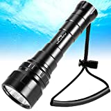 Willcrew DF60 6000 Lumen Rechargeable Dive Lights, Professional Scuba Diving Underwater Flashlight, 150M IPX-8 Waterproof Diving Torch Submersible Flashlight Built in Batteries (Lighting up to 15H)