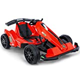 Fisca Electric Ride On Go Kart for Kids, 12V Outdoor Racing Go-Kart with Light & Music, 2 Speed Modes & Adjustable Length, Remote Control Mode - Electric Karting Vehicle for Boys and Girls Age 3 - 12