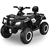Joywhale 24V Kids Ride on 2 Seater ATV Car 4WD Quad Electric Vehicle Easy-Drag 4-Wheeler, with 10AH Battery, 4x45W Powerful Engine, Metal Suspension, Soft Braking, Music, Rear Pedal & Backrest, BW-A20