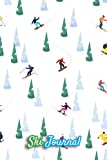 Ski Journal: Ski lined notebook | gifts for a skiier | skiing books for kids, men or woman who loves ski| composition notebook |111 pages 6'x9' | ... slope with green fir tree and several skiers