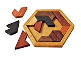 KINGZHUO Hexagon Tangram Puzzle Wooden Puzzle for Children and Adults Challenging Puzzles Wooden Brain Teasers Puzzle for Adults Puzzles Games Family Portable Puzzles Brain Games Tangrams for Adults