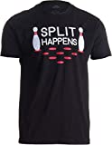 Split Happens | Funny Bowling Team, Bowler Pin Humor Unisex T-Shirt-(Adult,2XL) Black