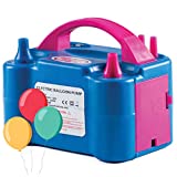 Prextex Electric Balloon Pump - Portable Air Blower Dual Nozzle Balloon Inflator for Fast and Easy Bulk Balloons Filling for Event and Party Decoration (Blue, 110V)