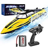 RC Boat-AlphaRev R208 20+ MPH Remote Control Boat with LED Light for Pools and Lakes,2.4 GHZ RC Boats for Adults and Kids