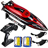 HONGXUNJIE 2.4Ghz RC Boat- 20+ MPH High Speed Remote Control Boat for Adults and Kids for Pools and Lakes with 2 Rechargeable Batteries, Low Battery Alarm, Capsize Recovery (RED)