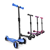 6KU Scooter for Kids Ages 3-5 with Flash Wheels , Kids Scooter 4 Adjustable Height, Toddler Scooter Extra-Wide PU LED Wheels, 3 Wheel Scooter for Kids for Girls & Boys Learn to Steer(Blue)