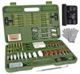 WELTOKE Gun Cleaning Kit with Bore Rope Brush, Cleaning Mat, Gun Cleaner Accessories for All Caliber Rifle Hunting Pistol Shotgun Handgun, Gun Cleaning Supplies with Patches Gloves Travel Case