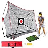 Keenstone 10x7ft Golf Net Bundle Golf Practice Net for Indoor and Outdoor Backyard Hitting Driving and Chipping Practice with Tri Turf Hitting Mat, Target and Carry Bag