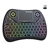 (Newest Version) PONYBRO Backlit Mini Wireless Keyboard with Touchpad Mouse Combo QWERTY Keypad,Rechargeable Handheld Keyboard Remote for Smart TV,Android TV Box,Xbox,Raspberry Pi,PC