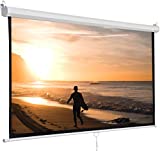 SUPER DEAL 120'' Projector Screen Projection Screen Manual Pull Down HD Screen 1:1 Format for Home Cinema Theater Presentation Education Outdoor Indoor Public Display