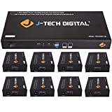 J-Tech Digital ProAV 1X8 HDMI Extender HDMI Amplifier HDMI Splitter Over Ethernet Cable with Bi-Direction IR and EDID Functions (1x8)