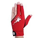 Quick-Dry Breathable Billiard Shooters Carom Pool Snooker Cue Sport Glove Fits on Left Hand (Red, S/M)