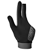 MIFULGOO Man Woman Elastic 3 Fingers Show Gloves for Billiard Shooters Carom Pool Snooker Cue Sport - Wear on The Right or Left Hand (Left/Silica-Gel Grey, L)