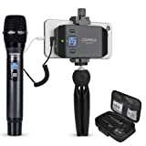 Wireless Smartphone Microphone System-Comica CVM-WS50(H) 6 Channels Professional Handheld Microphone for iPhone Samsung Galaxy Note BLU Moto LG Google Android Phones, Perfect for Interview Recording