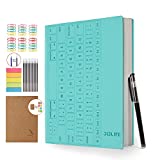 Leather Notebook Cover, Six Star Online Erasable Wirebound Smart Notebook - Calendar, Undated Planner Academic Yearly, Painting, Weekly Scheduling(Light Blue)