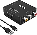 RCA to HDMI Converter, Runbod 1080P RCA Composite CVBS AV to HDMI Video Audio Converter Box for PS2 Wii Xbox VHS VCR Camera DVD Players, Support PAL/NTSC with USB Charge Cable (Black)