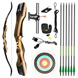 TIDEWE Recurve Bow and Arrow Set for Adult & Youth Beginner, Wooden Takedown Recurve Bow 62' Right Handed with Ergonomic Design for Outdoor Training Practice (35lbs )
