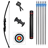 Rootmemory Archery Recurve Bow and Arrows Set for Adults 30 40 lbs with Quiver Target Faces Arm Guard Finger Saver,Takedown Longbow Kit for Outdoor Hunting Training Practice Toy Right Hand