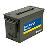 Sheffield 12642 Military Style 50-Cal Ammo Can, Airtight and Water-Resistant Ammo Storage, Heavy Gauge Steel Ammo Cans, Ammo Boxes for Storage, Green