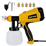 YATTICH Paint Sprayer, 700W High Power HVLP Spray Gun with 5 Copper Nozzles & 3 Patterns, Easy to Spray and Clean, for Furniture, Cabinets, Fence, Railing, Garden Chairs etc. YT-201-A (Yellow)