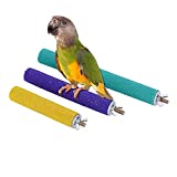 PIVBY Wood Bird Cage Perch Colorful Parrot Stand Toy Platform Paw Grinding Stick for Amazon Parrot Bird Colors Vary Pack of 3