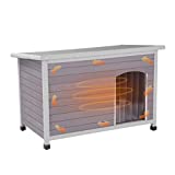 GUTINNEEN Dog House Outdoor 100% Insulated, Heated Wooden Dog Kennel for Winter, Indoor Cat House Weatherproof-200% Thicker Than Normal Dog Crate