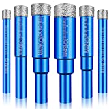 Dry Diamond Drill Bits Set 6 PCs Small Diamond Hole Saw Kit for Granite Marble Porcelain Tile Ceramic Stone Glass Hard Materials (not for Wood) Round Shank 1/4, 5/16, 3/8, 1/2, 9/16, 5/8 inch