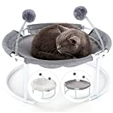 Cat Bed, Kenyone Elevated Pet Breathable Washable Hammock Bed for Cat Small Medium Dog with Plush Mat & Cat Toy Stuff Fur Ball Pet Supply for Kitty & Puppy Indoors and Outdoors (Gray)