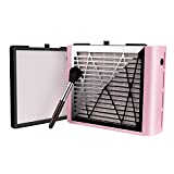 BRANTMAKER Nail Dust Collector with Brush and 2 Reusable Filters, 60W Vacuum Dust Fan for Acrylic Nails (pink)