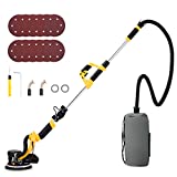 ZELCAN 800W Folding Drywall Sander w Extendable Handle Vacuum & 12 Sanding Discs | Orbital Sander w LED Light Dust Collector | 6 Speed Drywall Power Tool for Woodworking Home Improvement