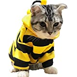 Anelekor Pet Bee Halloween Costume Dog Hoodies Cat Holiday Cosplay Warm Clothes Puppy Cute Hooded Coat Christmas Outfits for Cat and Small Dogs (C, Medium), Yellow