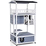 Petsfit Outdoor Cat House Cat Tree Cat Condo Cat Shelter Catio Weatherproof for 3-5 Cats