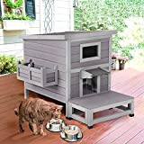 Cat Houses for Outdoor Cats with Escape Door, Weatherproof Outside Feral Cat Shelter