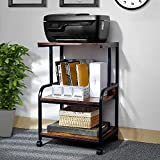 3 Printer Supports, Multifunctional Office and Home Storage Racks, Movable and Fixed Printer Racks, Suitable for fax Machines, scanners, documents, (Vintage Log Brown)