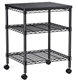 HUANUO Printer Stand, 3 Tier Printer Cart for Storage, Printer Table Holds up to 200lbs, Multifunctional Metal Utility Shelves, Workspace Desk Organizer, Rolling Cart for Home & Office Use, HNPS01